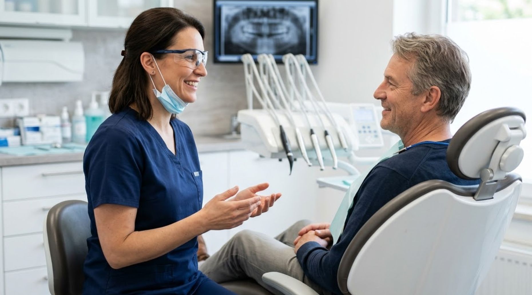 How Long Do All-on-4 Dental Implants Last and What Maintenance Do They Require Dental professional discussing dental implants