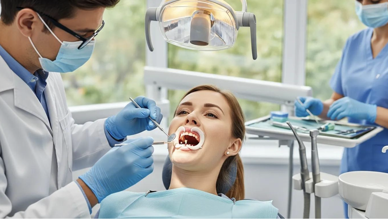 Root Canal Fails Dental examination with patient and dentist